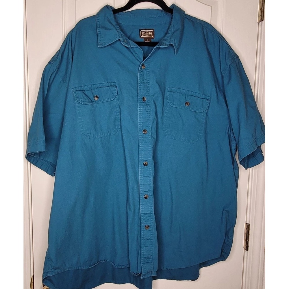 C.E. Schmidt Workwear Men's Blue Short Sleeve Button Front Cotton Shirt 4X